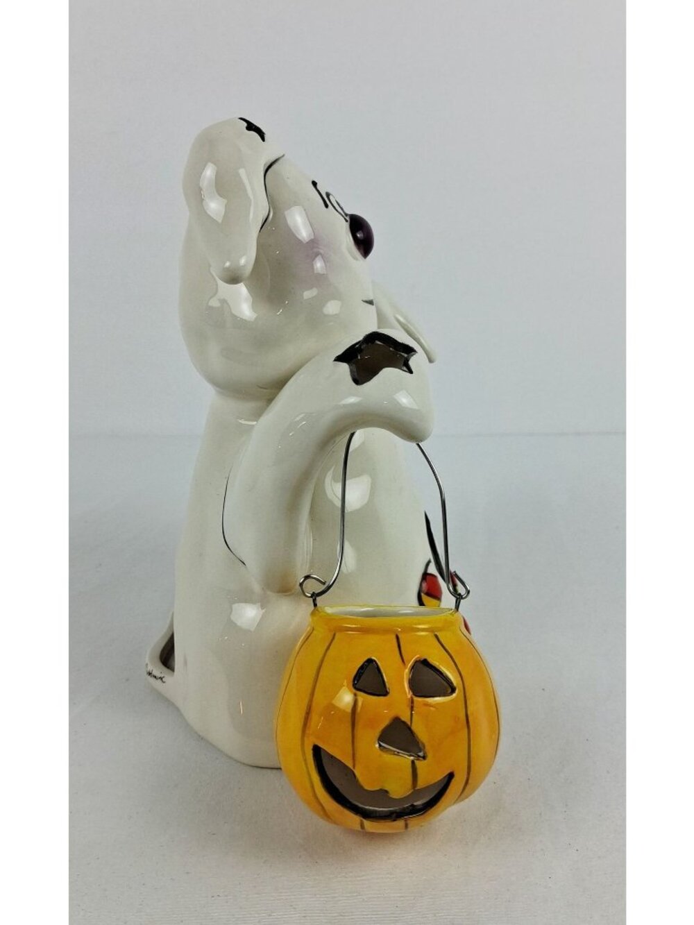 Blue Sky Ceramics Halloween Ghost Jack-O-Lantern Tealight Candle Holder - Picture 4 of 7